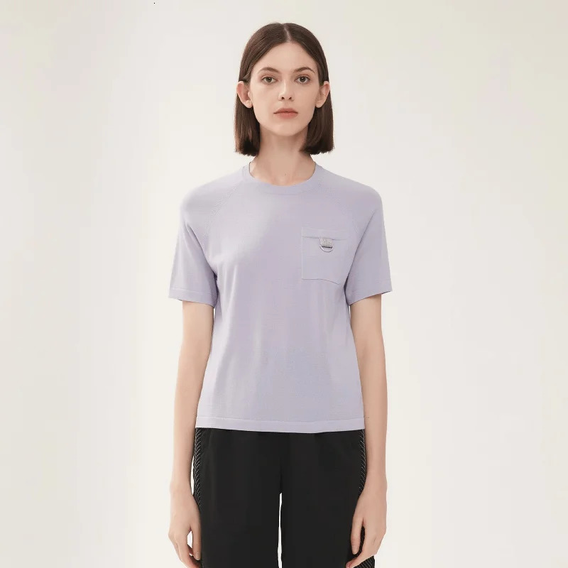 Bc120 Summer vintage Womens Clothing Knitted Tee Shirt for Women Ladies Silk Wool Tops Knitted Tshits Clothes 240618