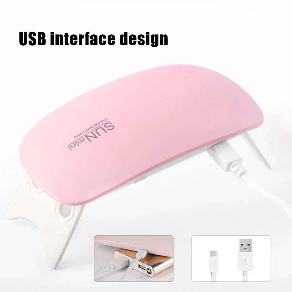 6W Mini Nail Dryer Machine Portable 6 LED UV Manicure Lamp Home Use Nail Lamp For Drying Nails Polish Varnish With USB Cable 240626