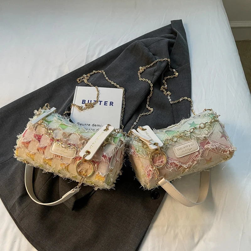 High quality luxury brand wallet and handbag made of denim fabric with original edges Y2K shoulder cross body bag 2024 Womens Designer Luxury Bag 2406