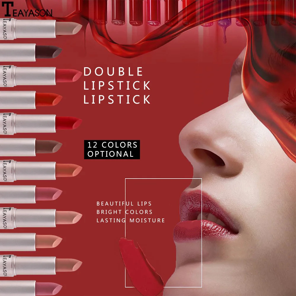 Long Lasting Velvet Matte Lipstick Double Head Lip Gloss Non-stick Cup Lip Gloss Tint Plumper Waterproof Lipstick Makeup 240626