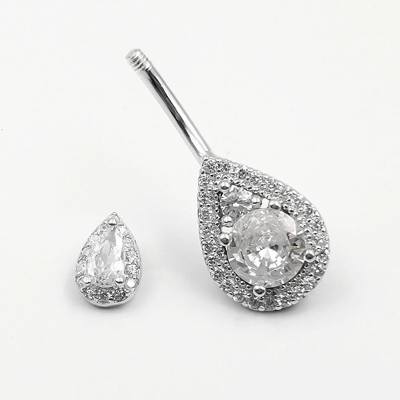 1pc 925 Sterling Silver Belly Button Rings for Women Clear CZ Navel Barbell Navel Bars Piercing Jewelry 240626