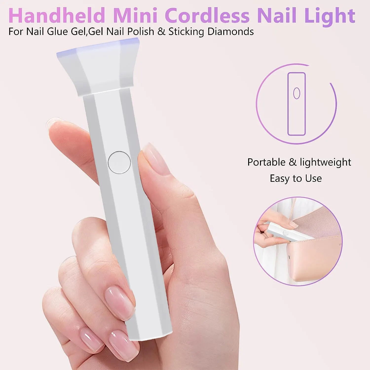 Portable Nail Dryer Lamp UV LED Nail Light For Curing All Gel Polish Rechargeable Quick Dry Manicure Machine Nail Art Tools 240626