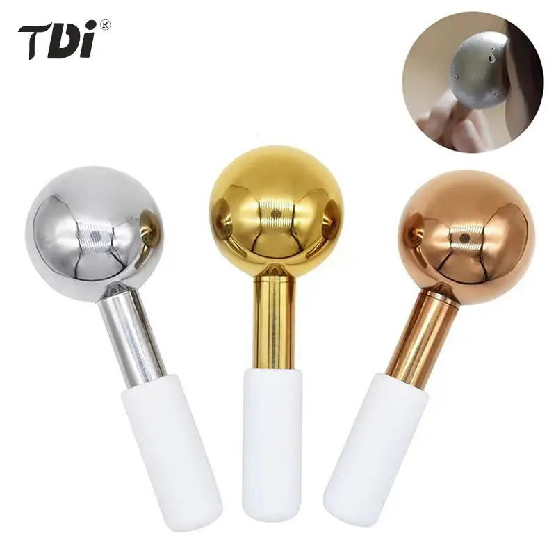 Ice Globes Cold Stainless Steel Roller Skin Beauty Spa Cooling Globe Massage Ball Face Care Cryo Freeze Stick 240626