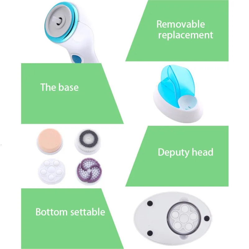 4 in 1 Electric Cleanser Skin Pore Cleaner Face Massager Cleaning Machine Body Cleansing Beauty Brush Tool 240626