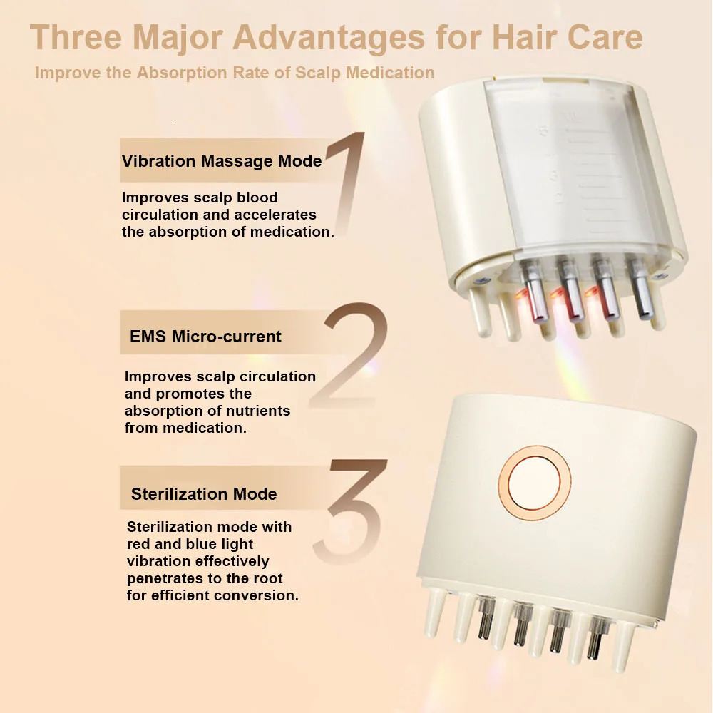 Electric Head Scalp Massager Waterproof Head Scratcher Oil Serum Comb Hair Brush Treatment With Red Light 240626
