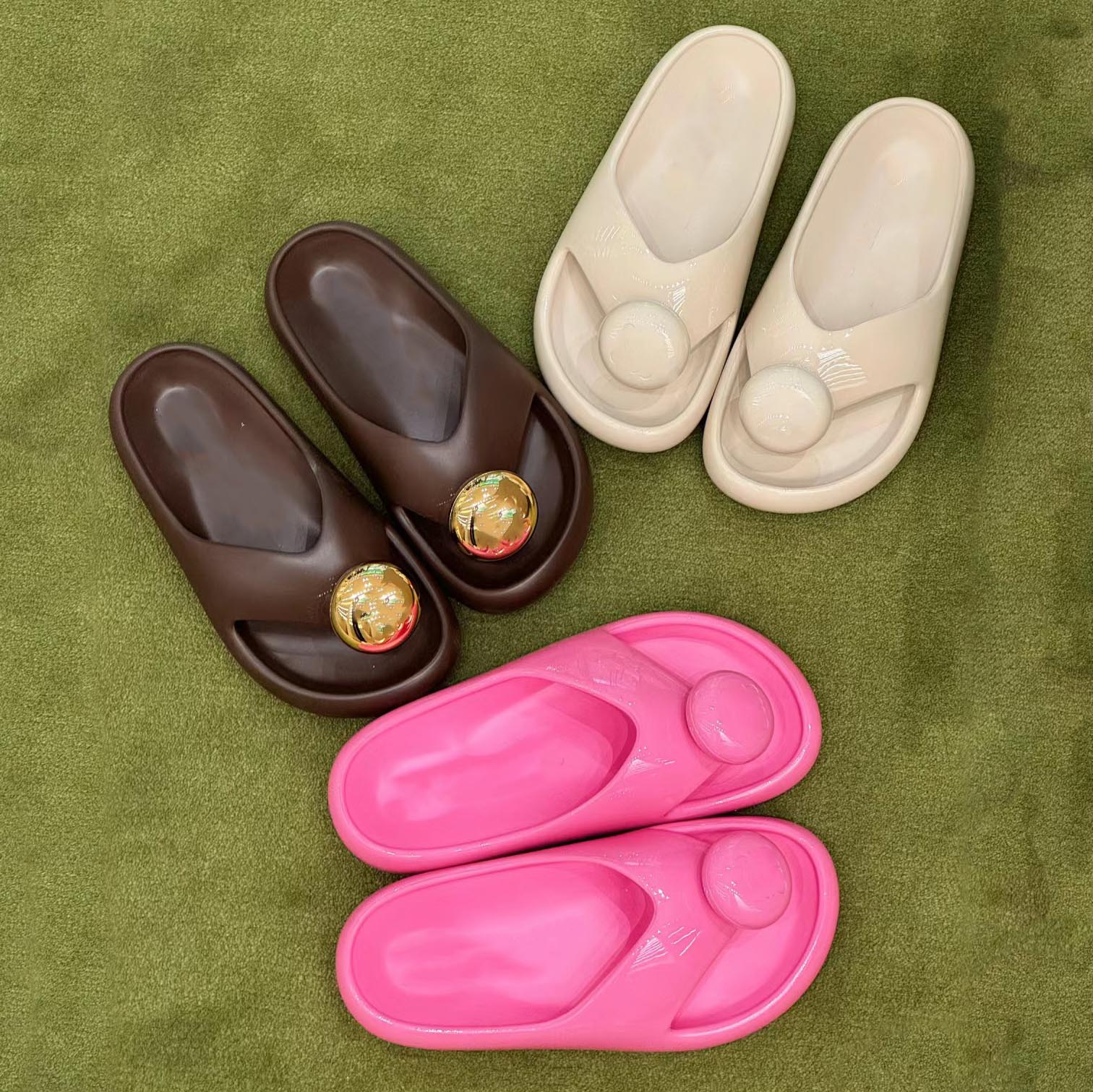 Flip-flops designer Slipper indoor Foam Pebble sandal woman shoes brown thong sandal Luxurys Summer lady sunny men pool beach Slide women