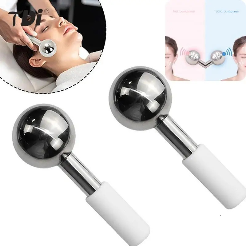 Ice Globes Cold Stainless Steel Roller Skin Beauty Spa Cooling Globe Massage Ball Face Care Cryo Freeze Stick 240626