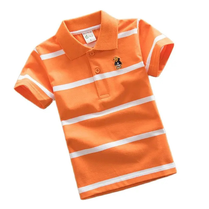 Baby Boy Polo Shirt 2-15 Years Teenagers Summer Kids Children Toddler Short Sleeve Shirts Tops Stripes Fashion Cotton Clothing 240626