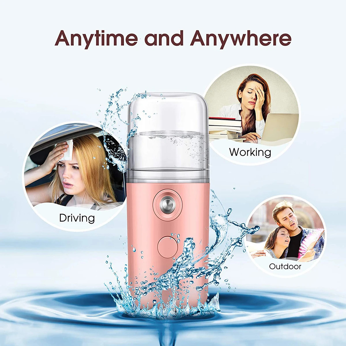 30ml Mini Humidifier Portable Rechargeable Small Steamer Wireless Nano Personal Face Hydrat Sprayer Cool Mist Maker 240626