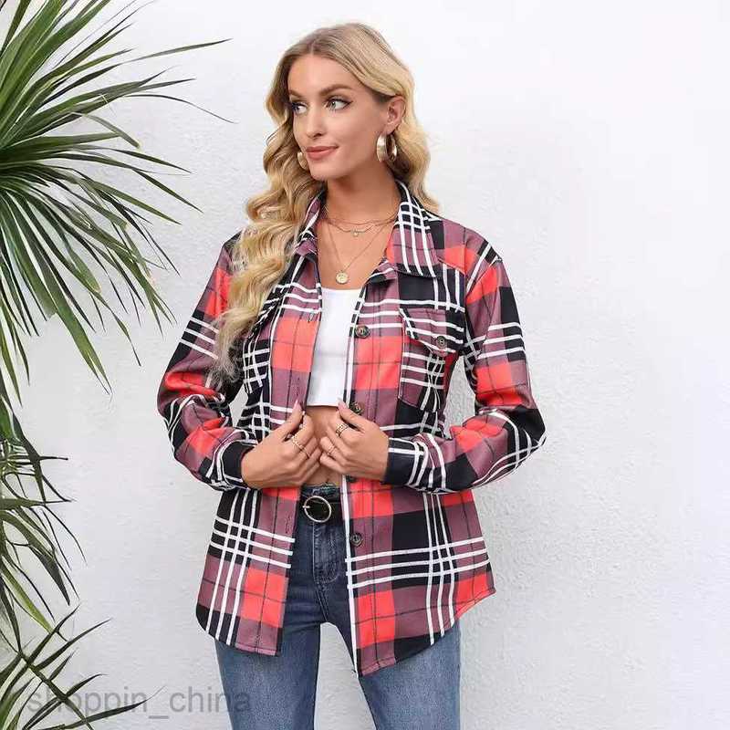 fashion Women Jackets Coats Women's autumn and winter printed single breasted medium length long sleeved jacket