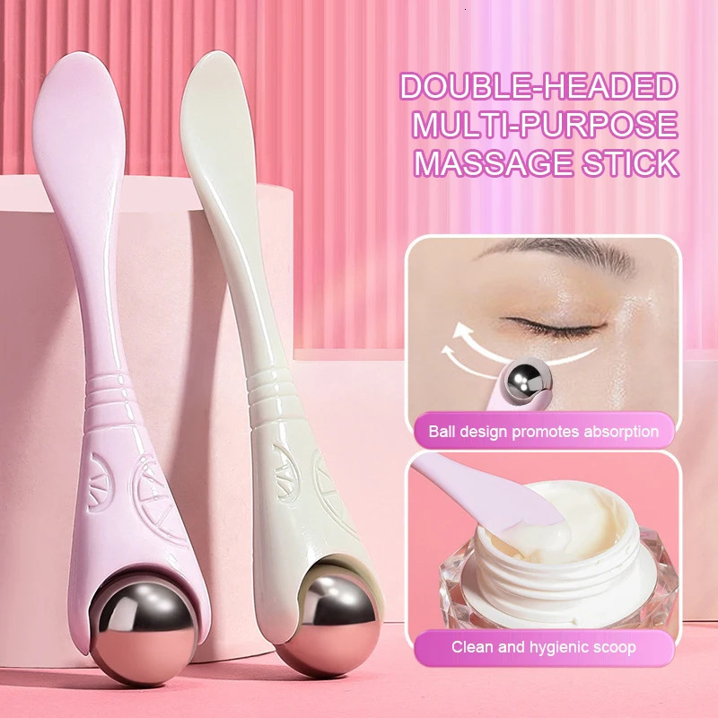 1pcs Double-headed 360° Roller Ball Eyes Massager Multi-purpose Reduce Eye Lines Massage Stick Eye Cream Scooping Skin Care Tool 240626