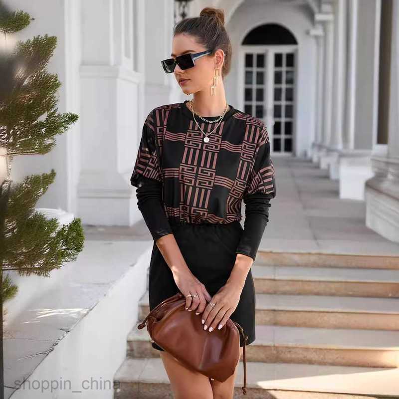 Basic Casual Women Dresses Women's Summer Splicing Slim Fit Wrap Hip Long Sleeve Dress