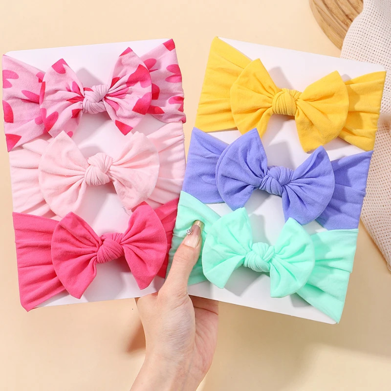 Candy Colors Baby Bowknot Hairband Broadside Headband Kids Girls Boutique Elastic Protect Turban Headwear Hair Accessories 240625