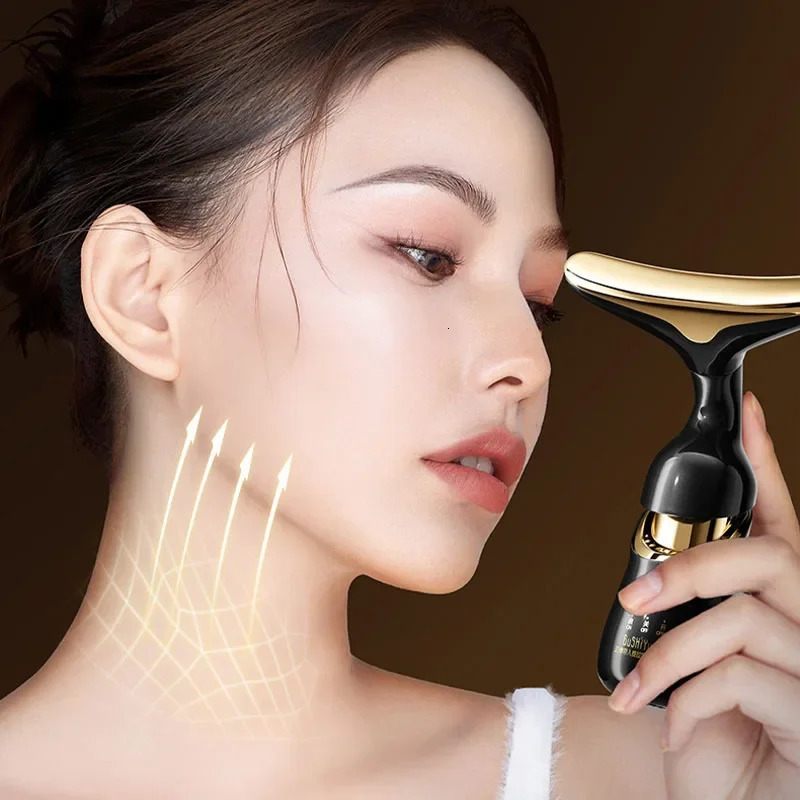 3 In 1 Face Massager Neck Eye Massage Introducer Microcurrent Skin Rejuvenation Anti Aging Beauty Device Drop 240626