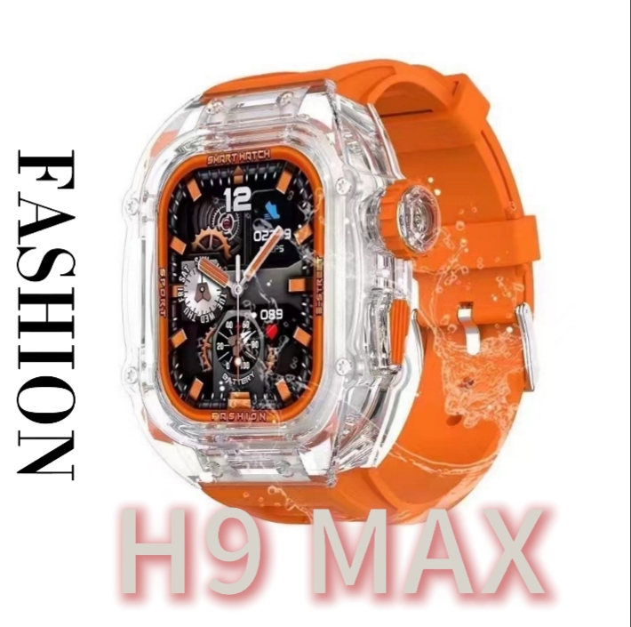 H9 Max Smart Watch 2,02 pouces Multifonction Sports Watch Bluetooth Call Heart Rate Ai Vocation Assistant NFC Men Smartwatch
