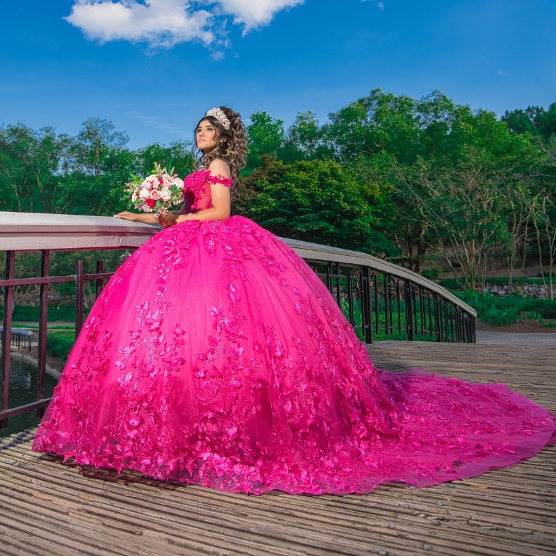 Rose Red Princess Quinceanera Dresses Off Shoulder Beaded Bow Tull Corset Sweet 16 Dress vestidos de 15 quinceanera