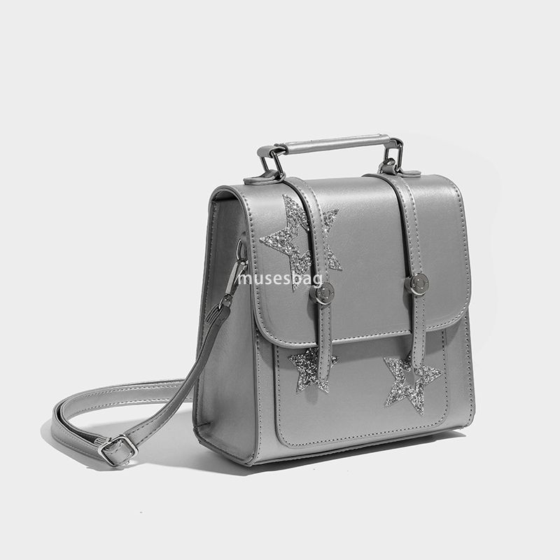 High quality silver shoulder bag for women's autumn new trendy student backpack single shoulder large capacity handbag niche travel bag