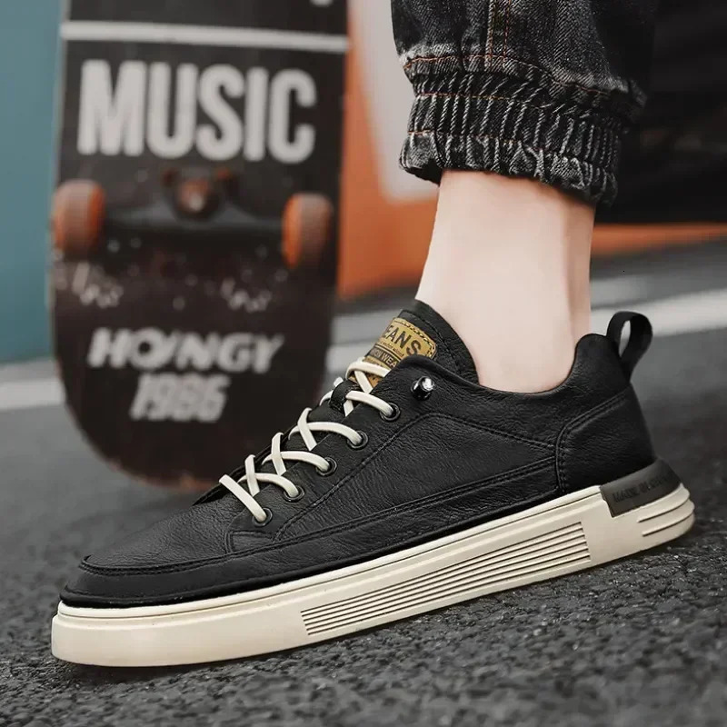 Mens Loafers Shoes Classic Mens Sneakers Platform Slip on Casual Shoes for Men Leather Sneakers Comfort Flat Shoes Male 240626