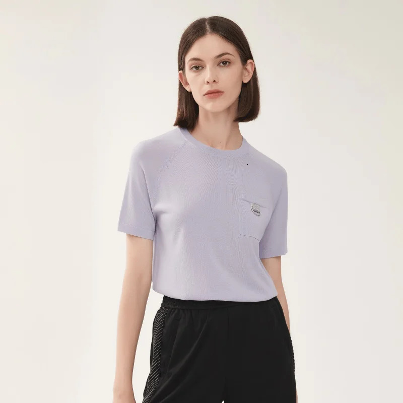 Bc120 Summer vintage Womens Clothing Knitted Tee Shirt for Women Ladies Silk Wool Tops Knitted Tshits Clothes 240618