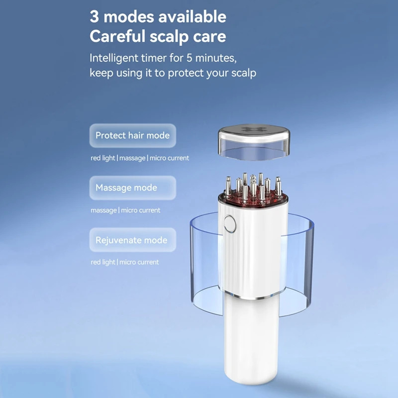 3-In-1 Vibrating Hair Oil Applicator Hair Treatment Massager Red Lights With 70Ml Storage Hair Treatment Growth Applicator 240626