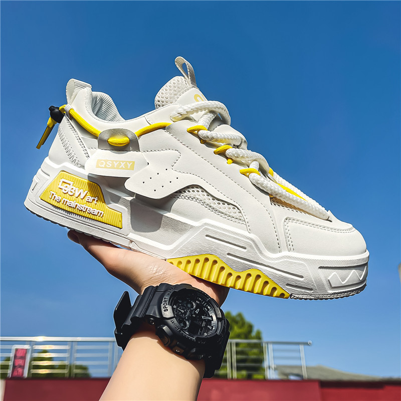 Men's shoes 2024 new summer mesh thick bottom inner height Hong Kong style trend of hundred and one casual sports shoes white shoes 323