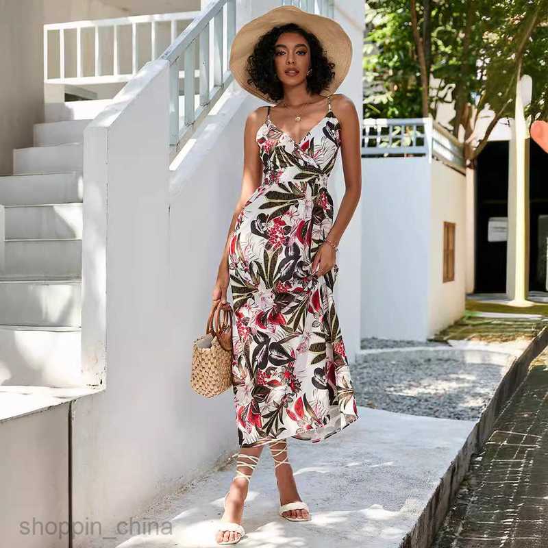 Basic Casual Dresses Women Dress Women's summer printed waist length suspender dress