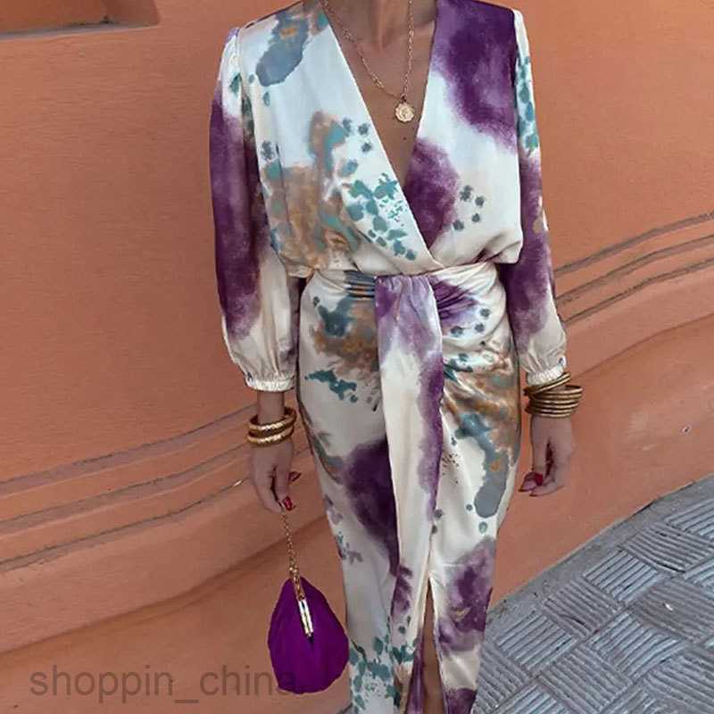 Basic Casual Dresses for Woman Summer Women's Unique V-neck Long sleeved Sexy Split Mid length Dress Two Piece Set