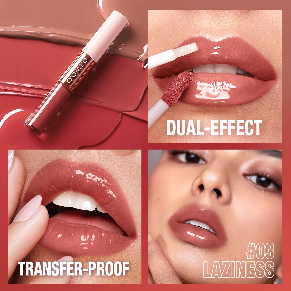 Matte Lipstick Double Head Lip Coat 24HR Non-stick Cup Lip Gloss Tint Plumper Long Lasting Waterproof Lipstick Makeup 240713