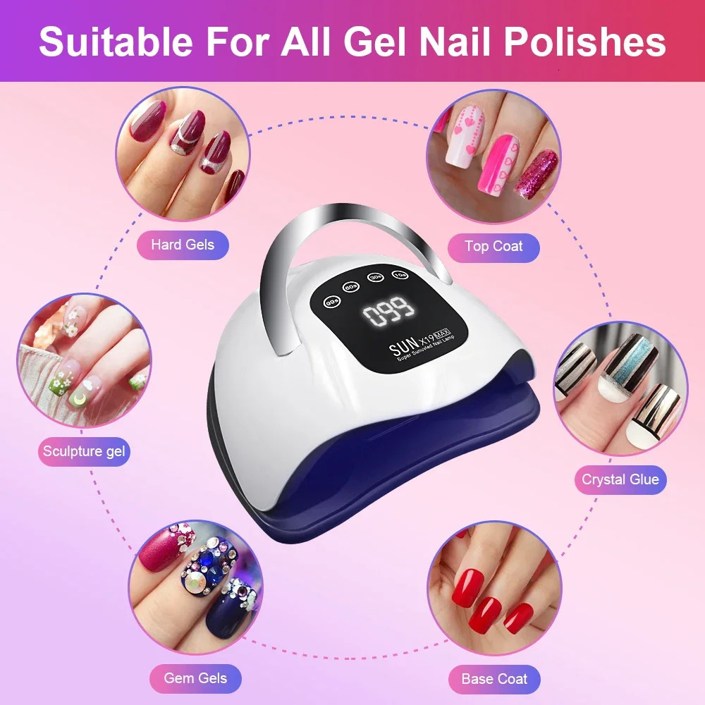 SUN X19 MAX UV LED Nail Drying Lamp 320W Professional UV Nail Dryer Light for Gel Nails 72 Beads Fast Curing Gel Polish Lamp 240626