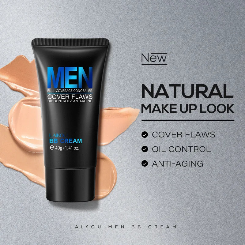 MenS BB Cream Oil-control Concealer Freckle Removing Brighten Skin Easy to Wear Makeup Cosmetic Liquid 240626