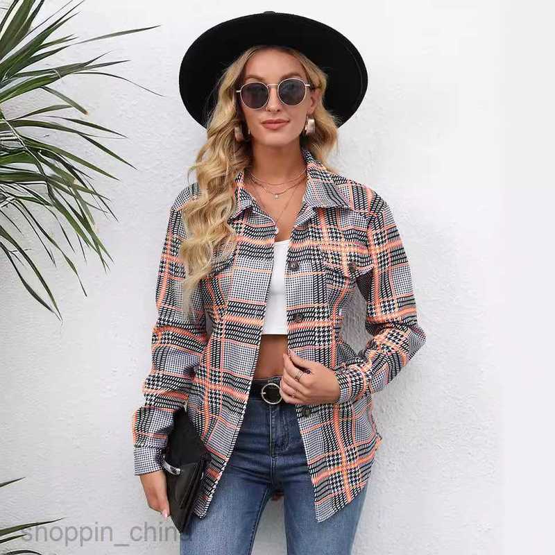 fashion Women Jackets Coats Women's autumn and winter printed single breasted medium length long sleeved jacket