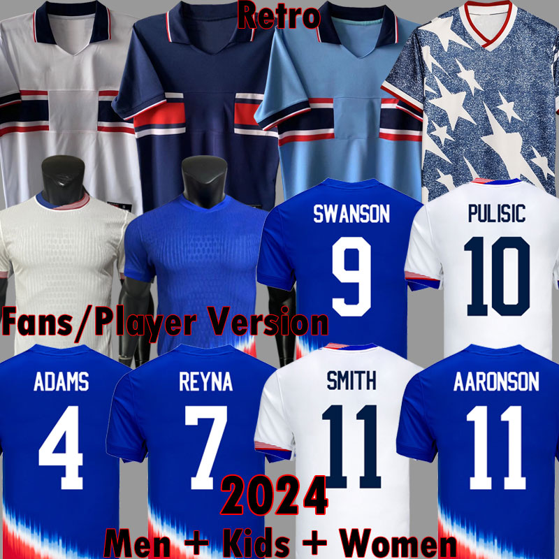 2024 2025 PULISIC Soccer Jerseys AARONSON DEST WEAH McKENNIE football shirt 24 25 MORGAN REYNA MORGAN 1994 USAS Retro Football shirt RAPINOEmen kids kit sets 3XL 4XL