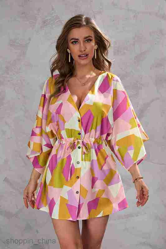Basic Casual Dresses Women Dress Women's summer printed loose 5/4 sleeve dress