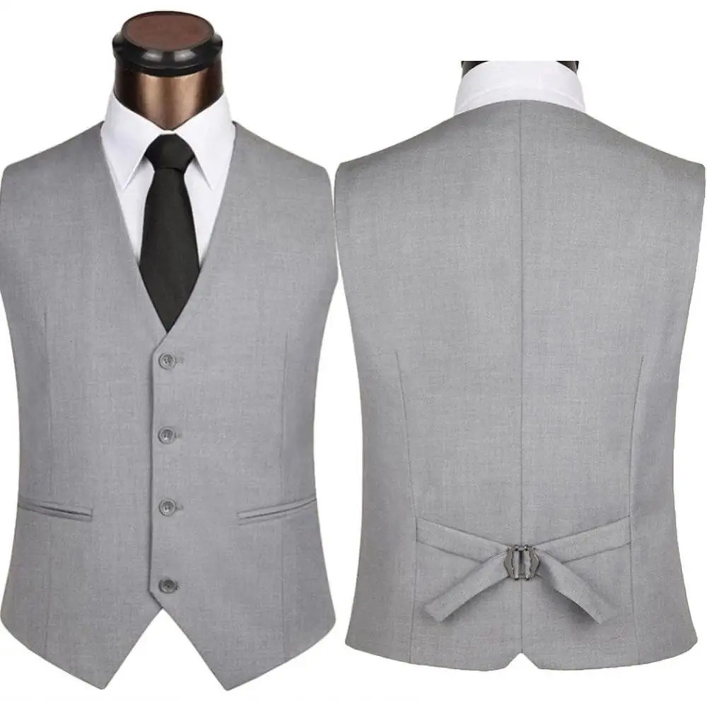 The Dress Vests For Men Solid Color Single-breasted Slim-fit Mens Suit Vest Male Waistcoat Gilet Homme Casual Sleeveles 240615
