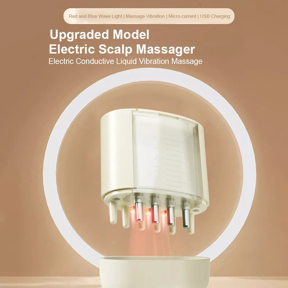 Electric Head Scalp Massager Waterproof Head Scratcher Oil Serum Comb Hair Brush Treatment With Red Light 240626