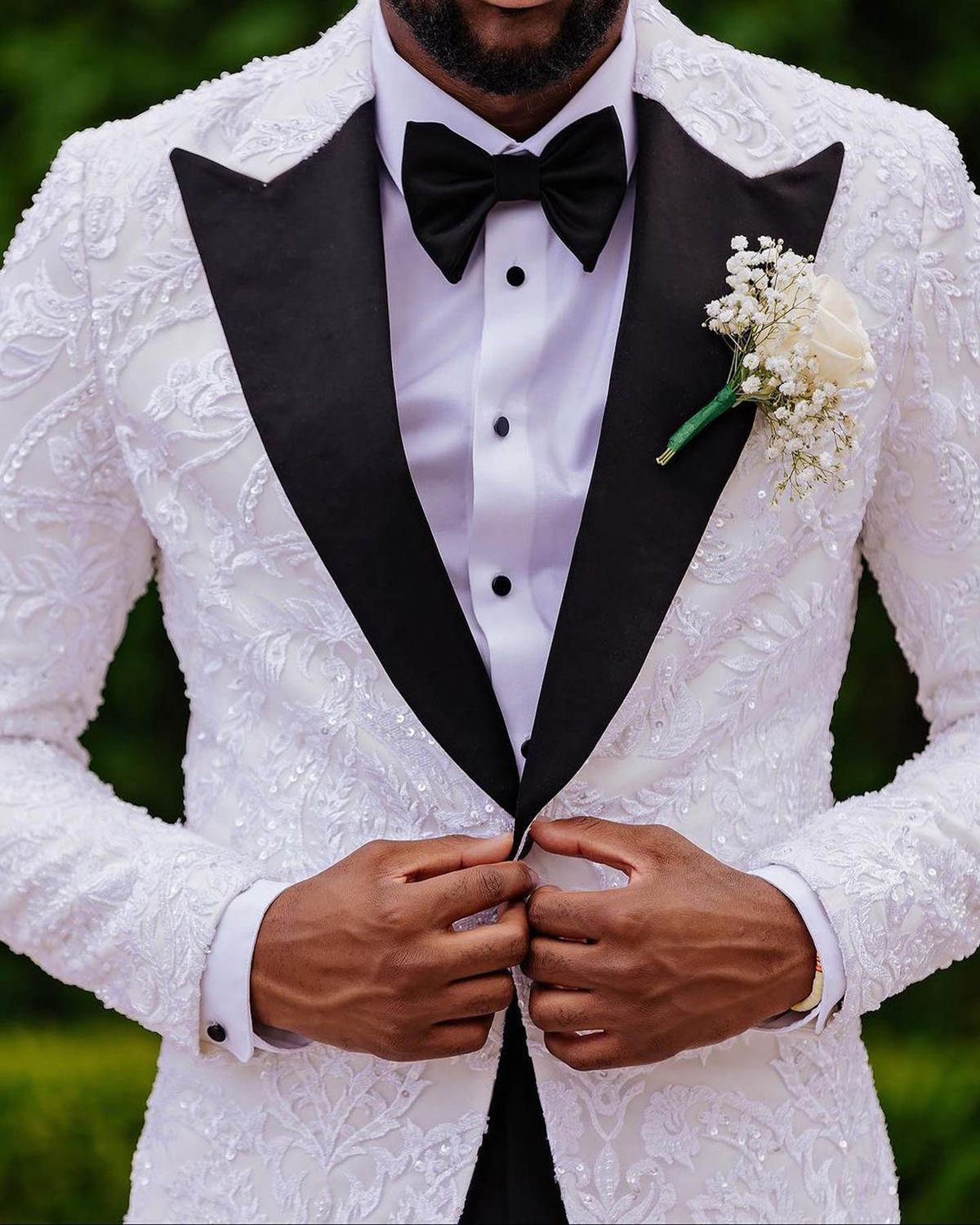 Men's Weeding Tuxedo Peaked Lapel Blazer Coat Sequins Beaded Evening Party Suits Prom Custom Made 2 Pieces Set Jacket+Pants