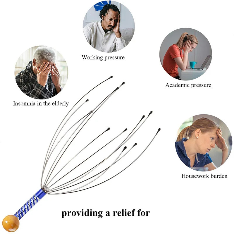 Octopus Head Massager Scalp Massage Claw Soul ctor Relieves Tension Muscle Relaxation Relief Tiredness Massager Care Tools 240626