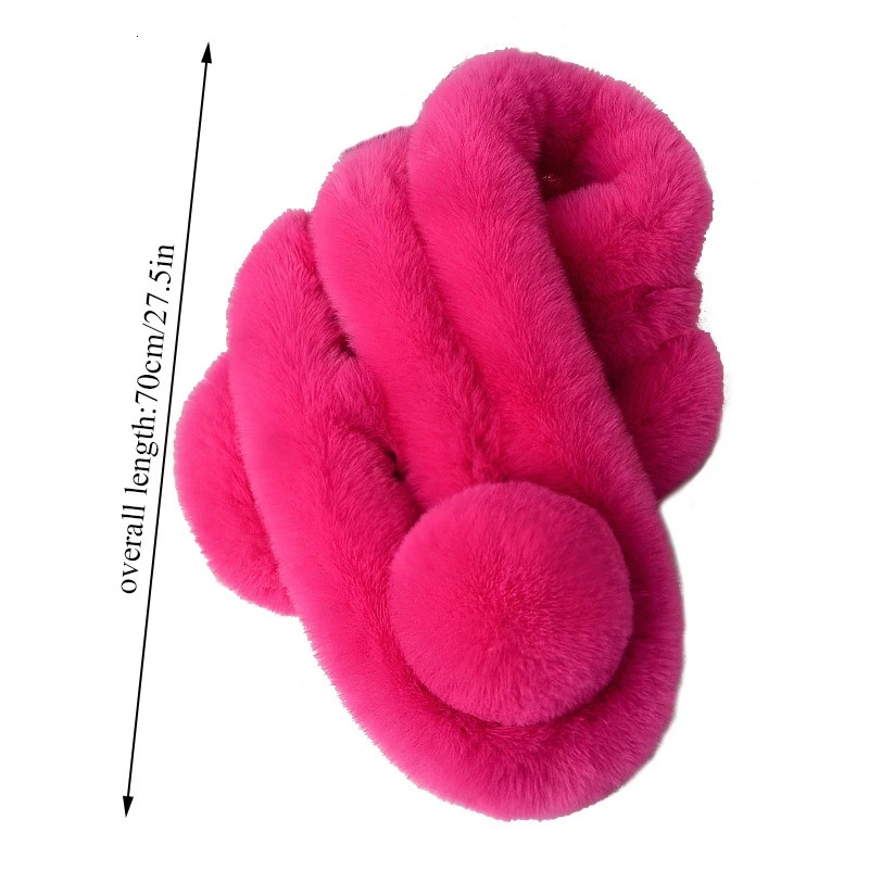 Autumn Winter Fur Rabbit Scarf Plush Thick Womens Cross Neck Warmer Collar Casual Female Lady Outdoor Furry Scarves 240626
