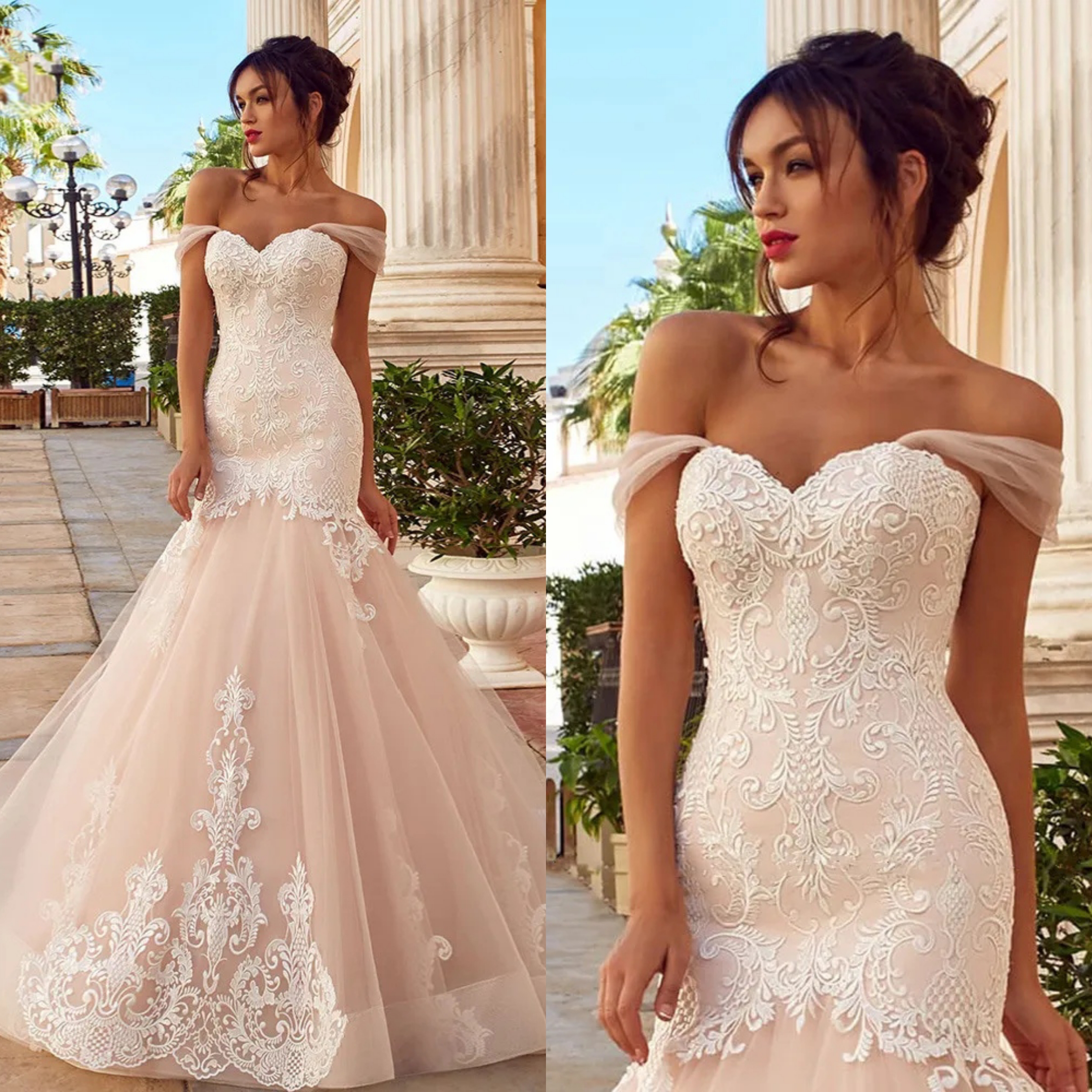 Classic Mermaid Wedding Dresses Sweetheart Off Shoulder Sleeveless Bridal Gown Appliques Lace Up Sweep Train Dress Custom Made vestidos de novia