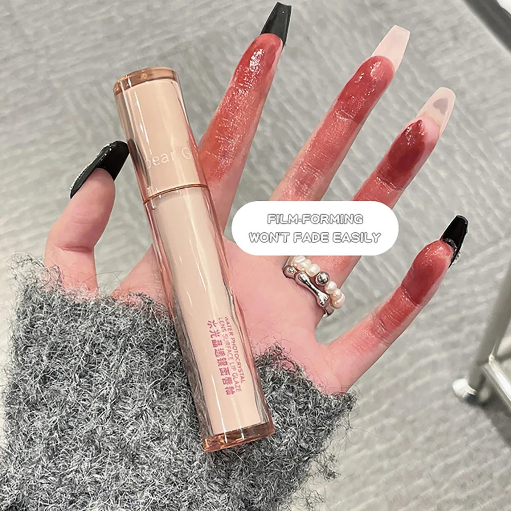 Gege Bear Crystal Lip Glaze Mirror Juicy Finish Non Sticky Moisturizing Dry Lips Plumping Lip Gloss Korean Style 240626