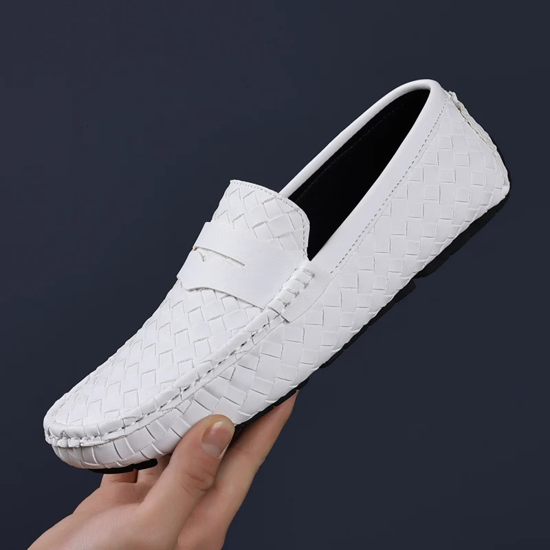 Leather MAEDEF High Shoes Quality Casual Soft Loafers Handmade Moccasins Men Flats Breathable Slip on Boat Shoe