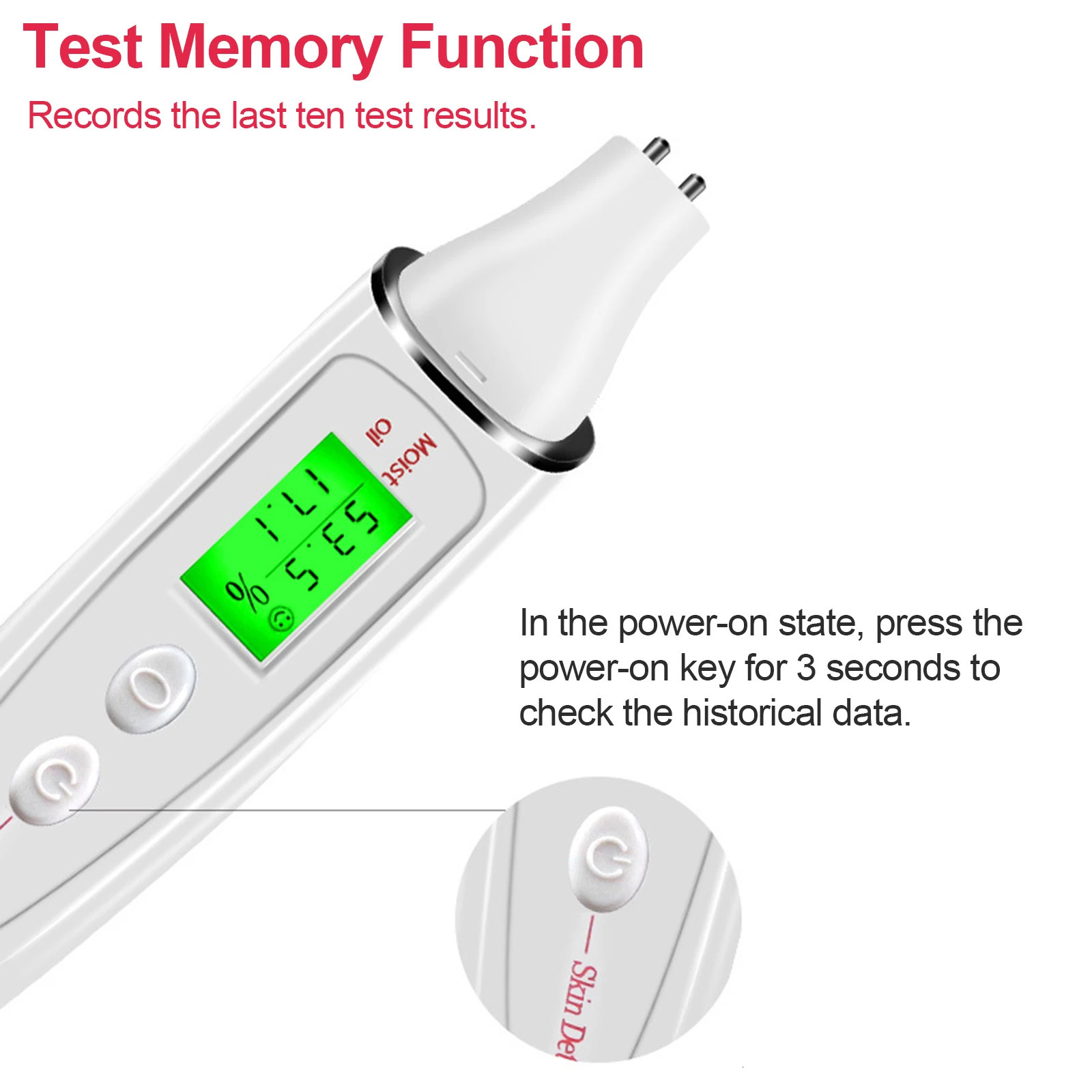 Face Skin Tester Portable Skin Analyzer Digital Aesthetic Moisture Tester Water Oil Monitor for Skin Care Skin Diagnostic Device 240626