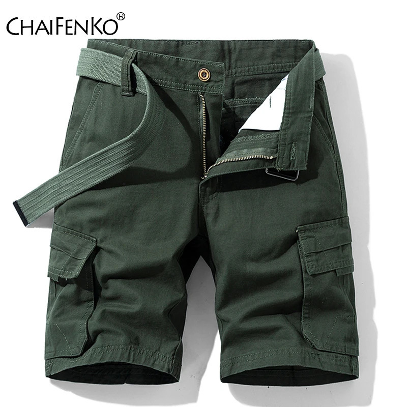 Mens Summer Green Tactical Cargo Shorts Fashion Cotton Casual Military Short Pants Men Loose Pocket 240620