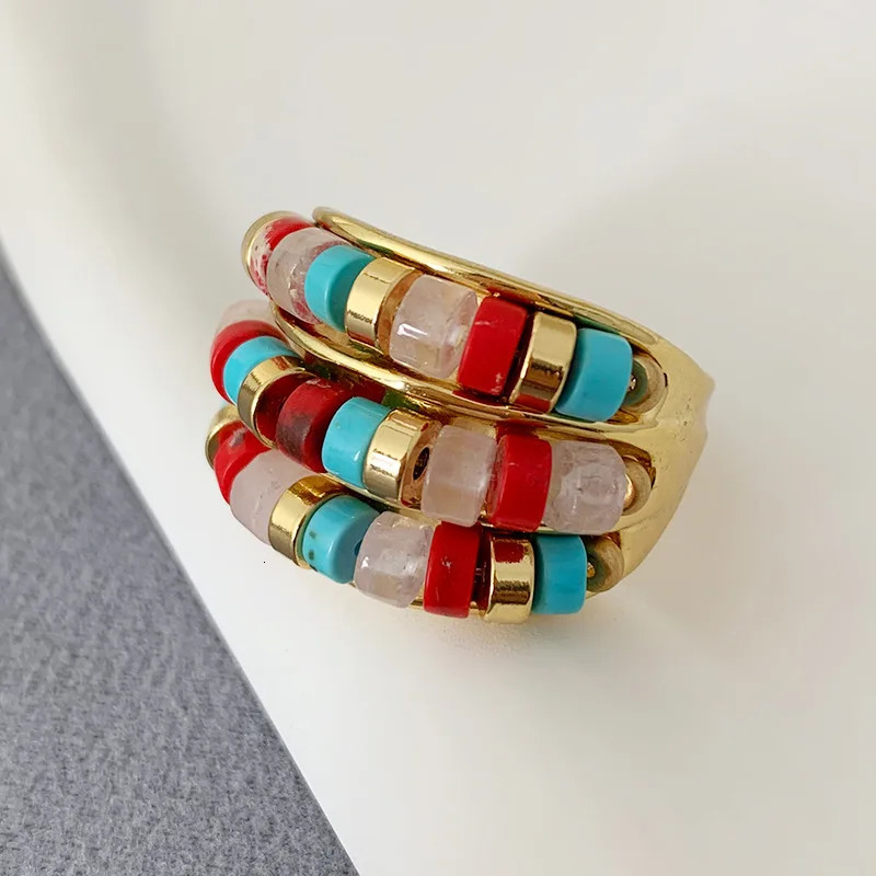 fresh water pearl beaded ring multi-layer wear ring 240626