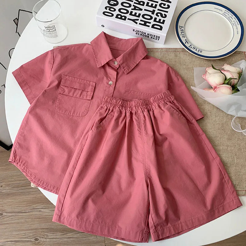 Summer Boys Clothing Sets Double Pocket Polo Neck Shirt Baby Shorts 2Pcs Casual Fashion Childrens Clothes Suits 27Y 240618