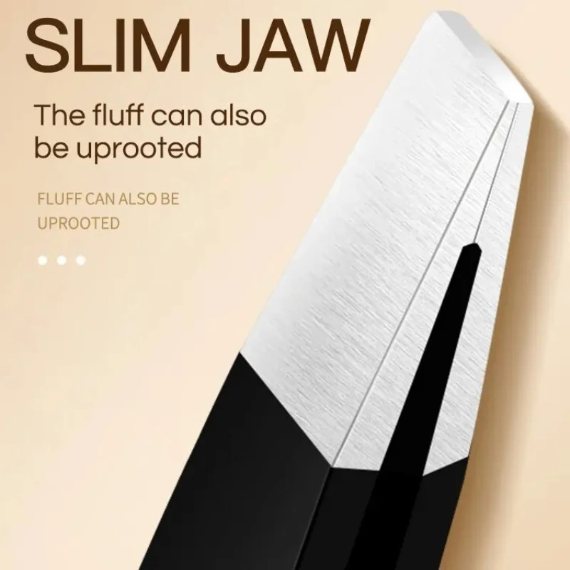 GECOMO Stainless Steel Black Eyebrow Tweezer with Slant and Flat Point Beauty Tools for Eyebrows Ingrown Hair Removal 240626