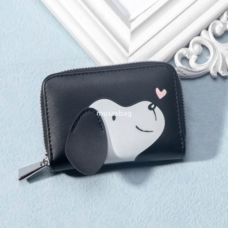 High quality women's high-end feeling new zipper mini love puppy simple and fashionable versatile multi-functional multi card slot women's o