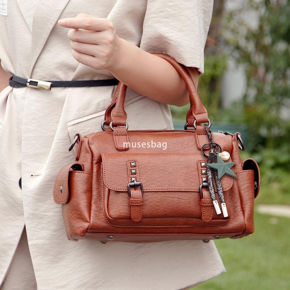 New European and American retro simple and elegant women's handbag mother's bag women's fashion large capacity crossbody bag shoulder b