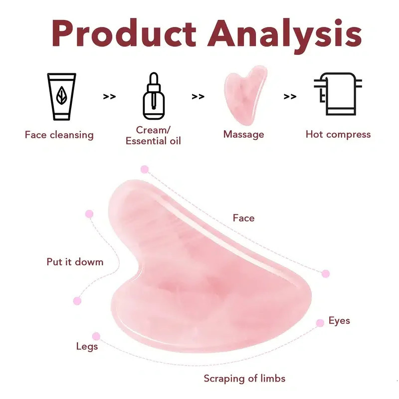 Natural Stone GuaSha Jade Beauty Scraping Massage Tools Firm Skin Care Face Gua Sha SPA Physical Gue Che Roller 240626