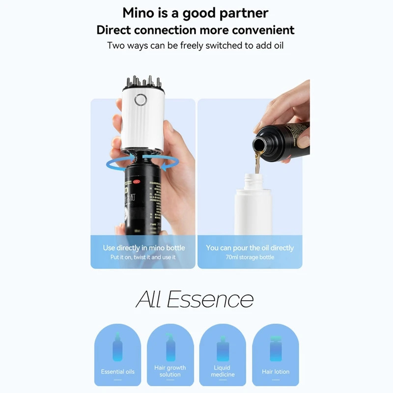 3-In-1 Vibrating Hair Oil Applicator Hair Treatment Massager Red Lights With 70Ml Storage Hair Treatment Growth Applicator 240626